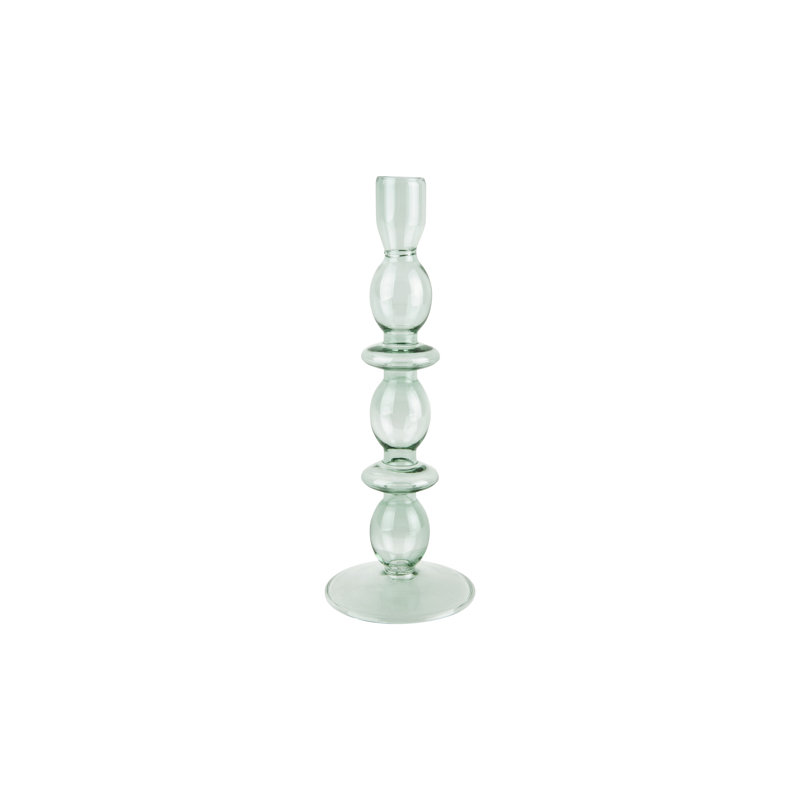 Glass Tabletop Candlestick, Dark Blue, 24cm H x 8.5cm W x 8.5cm D