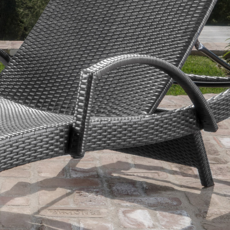 Blaise Outdoor Chaise Lounge Set , Cushion Included, Orange (Gray Frame)