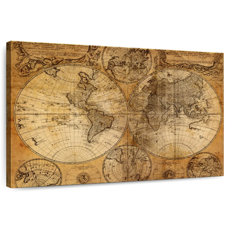 Aliaz Grunge Vintage Map, 20" H x 30" W