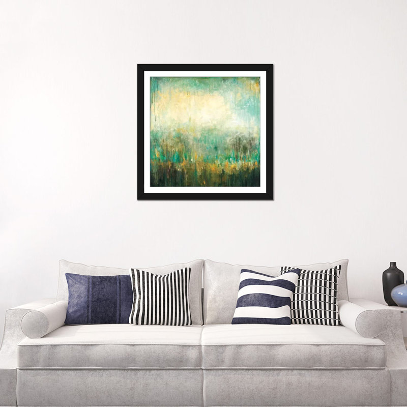 « jardin vert » par wani pasion, reproduction d’art sur toile, H 24 po x l 24 po x P 1 po, Papier d'art encadré noir, Blanc