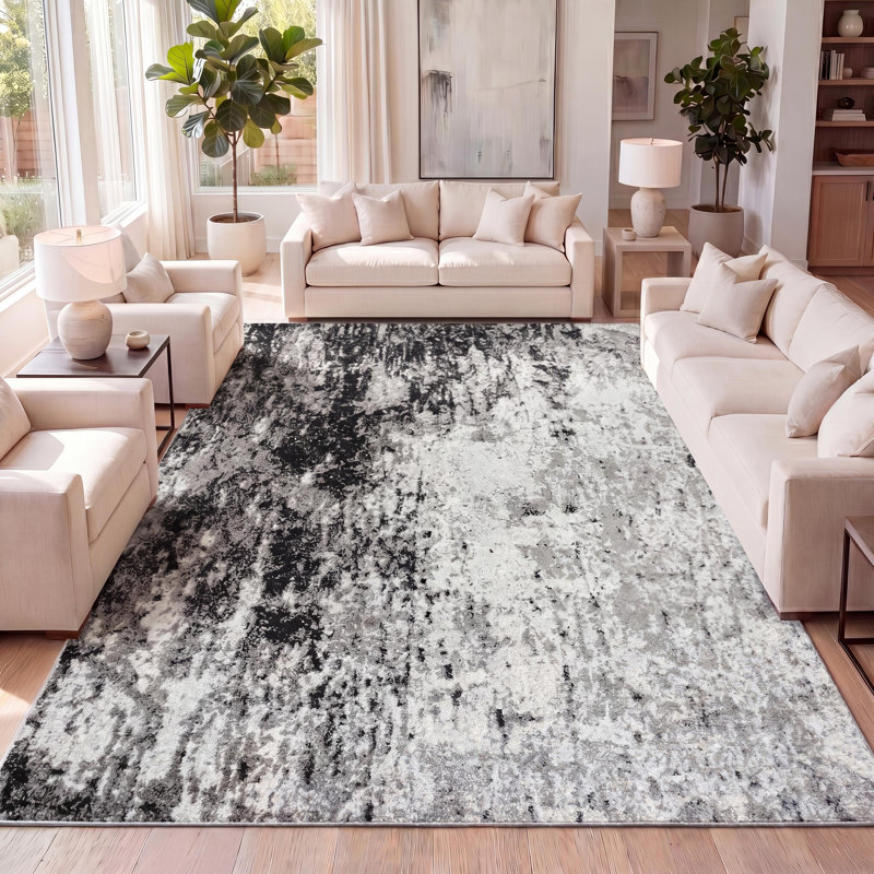 Tapis gris / crème Storm, Rectangle 5 pi 3 po x 7 pi 6 po