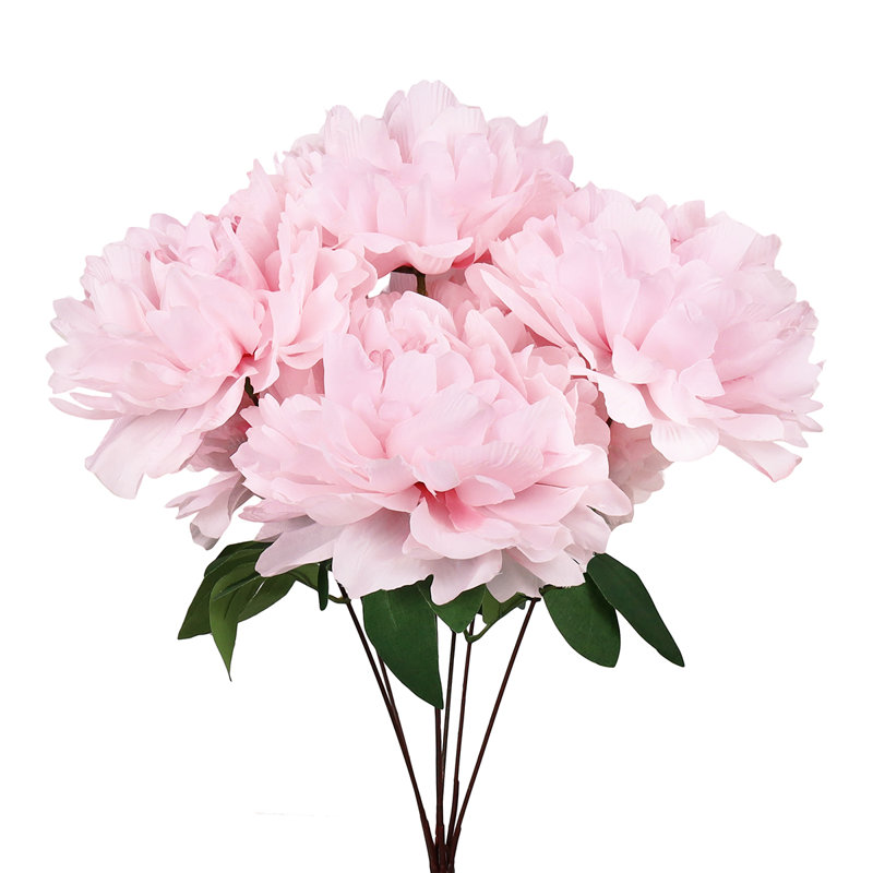 Artificial Hybrid Peony Flower Stem Bush Bouquet, Rose clair