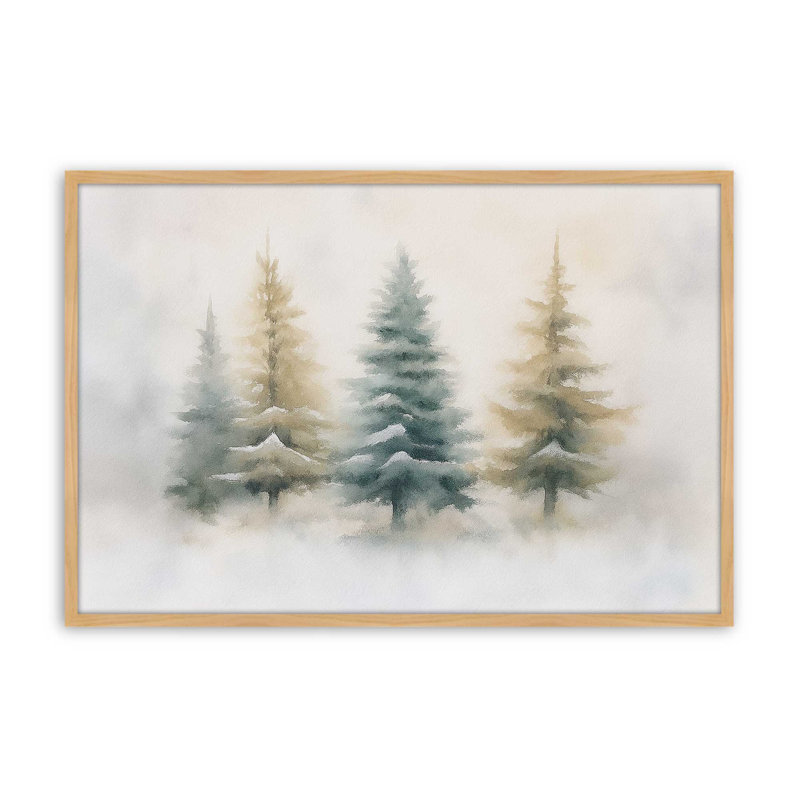 «Snowlit Pines», reproduction d'art, Érable américain, 11 po x 14 po