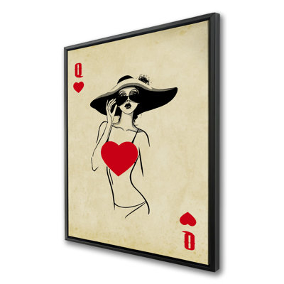 Queen of Hearts - Black Sepia Framed Canvas | Home Decor