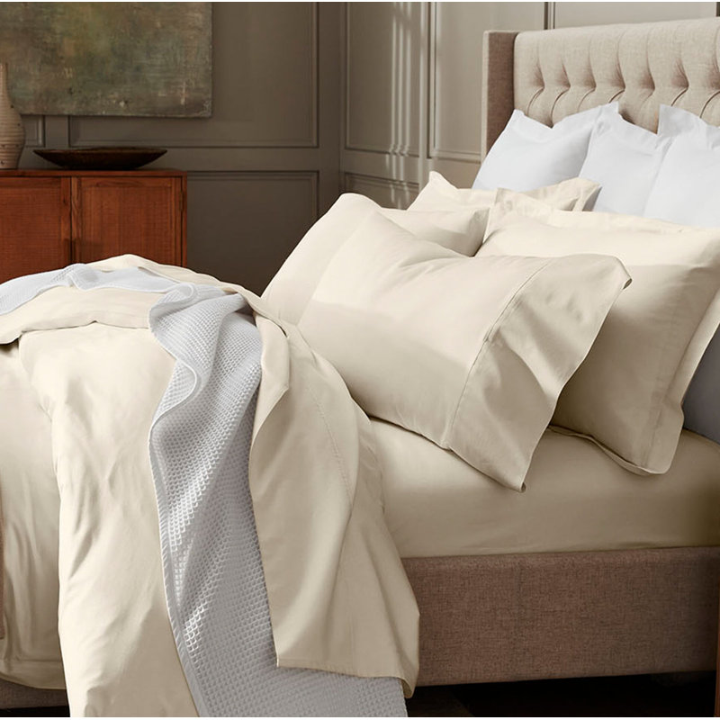 Percale Hemmed Duvet Set, King Duvet Cover + 2 King Shams, Natural
