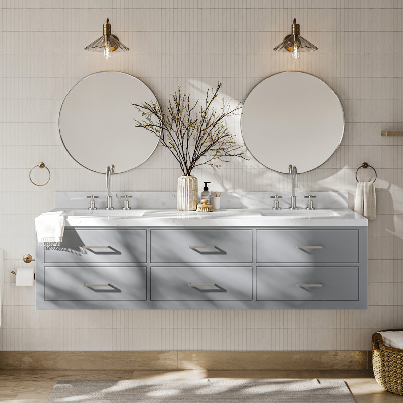 Macolm 72.25'' W Double Vanity, Gray, Brushed Nickel, 72"