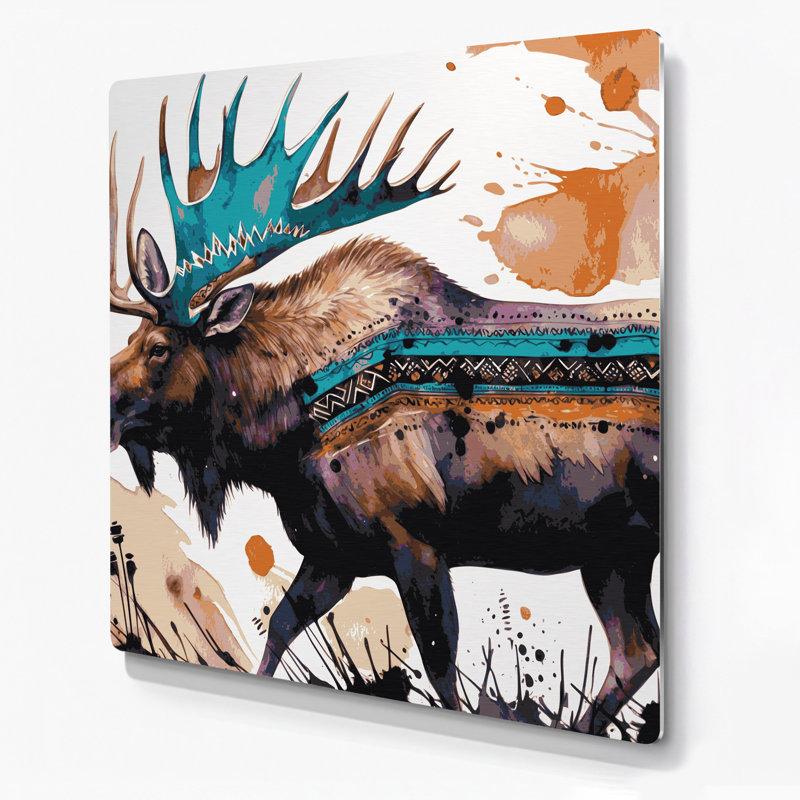 «Southwestern Animals Moose» 38, art mural en métal gris
