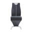 Chaises de salle à manger grises (de deux) - chaise à motif en zigzag, base en métal demi-lune, poignée de chaise contemporaine, accent de ceinture blanche, aspect de base 2 pièces gris pu