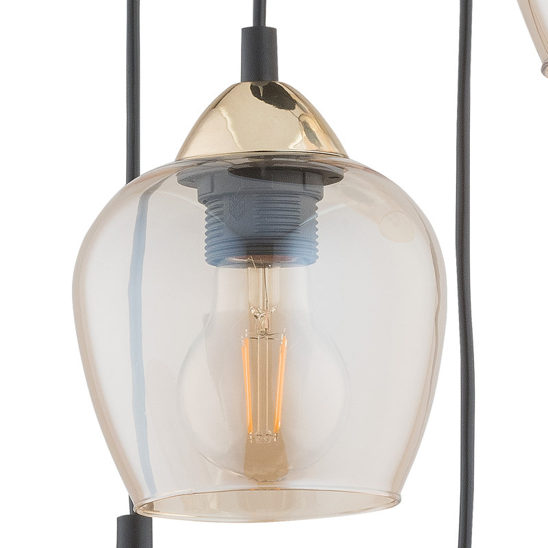Dias 5 - Light Cluster Geometric Pendant, Gold, Amber