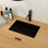 Évier encastré en céramique noire de 18,42 lb, conception sophistiquée, lavabo encastré et encombrant de 21 po x 14,49 po, finition lisse, drainage efficace, vertical pour maximiser le comptoir