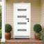 Porte d'entrée avant en fibre de verre blanc Royal 36 po x 80 po avec verre givré 4-Lite Royal - Gauche / intérieur-134027747-134027749