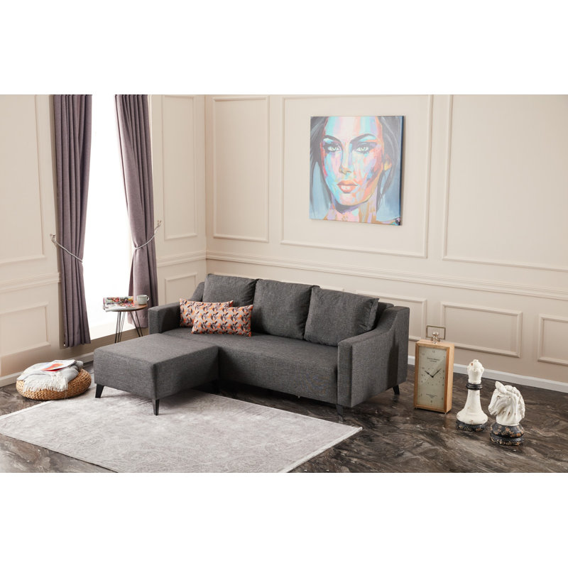 Canapé et méridienne de 90,6 po Roeper, Mélange de polyester anthracite