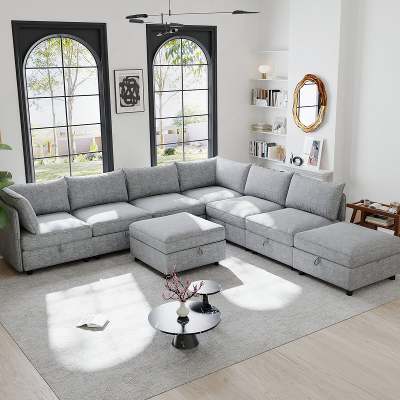 Canapé modulaire modulaire avec rangement pour le salon, Gris