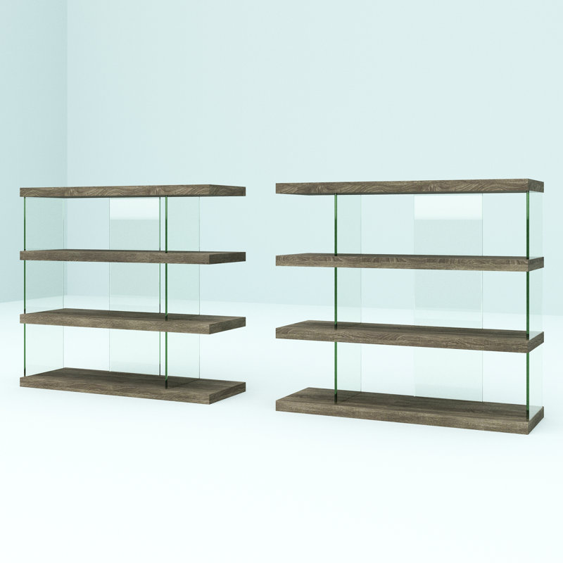 Bibliothèque d'étagère brun-gris, 245 cm (L) x 110 cm (H)