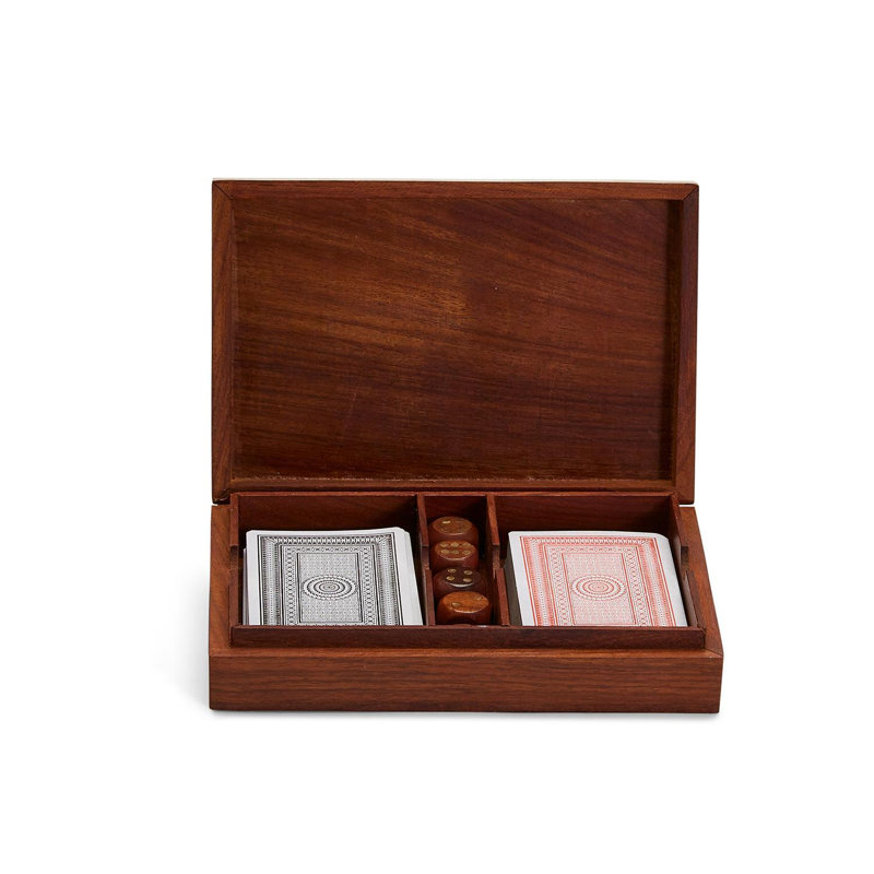 Handcrafted Acacia Wood Card Dice Storage Case 7"W- Tabletop Gaming Accessories