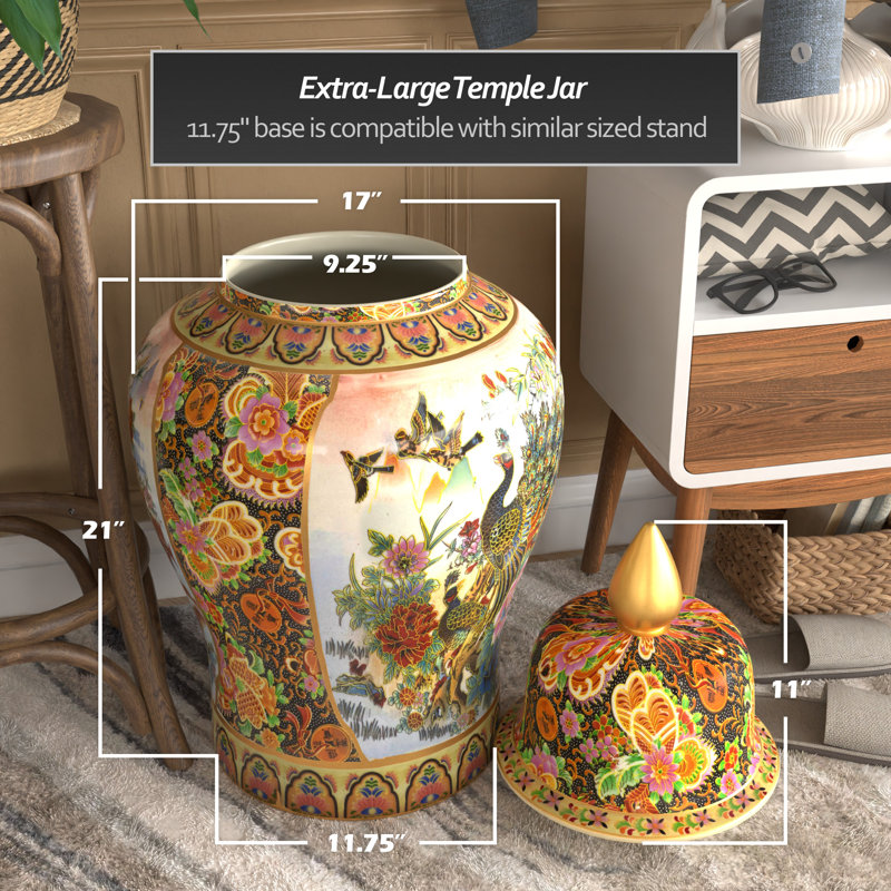 Timeless Chinese Temple Jar, Satsuma, 32"