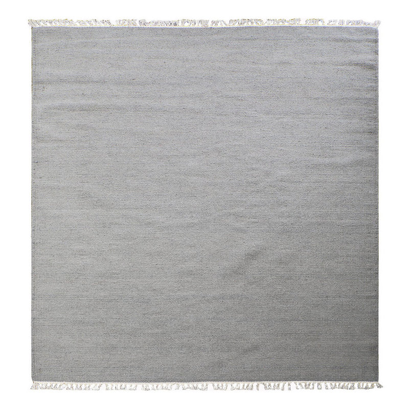 Alithea Hand Woven Flat Weave Kilim Wool Eco-Friendly Area Rugs - Square, Silver Color, Plain Solid Design, Low Pile Handmade Area Rugs for Living Room, Bed Room