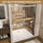 56"-60" W X 72" H Chrome Aluminum Frame Double Sliding Shower Door, 1/4" (6Mm) Clear Tempered Glass With Explosion-Proof Film,  Dual Stainless Steel Handles-123210593
