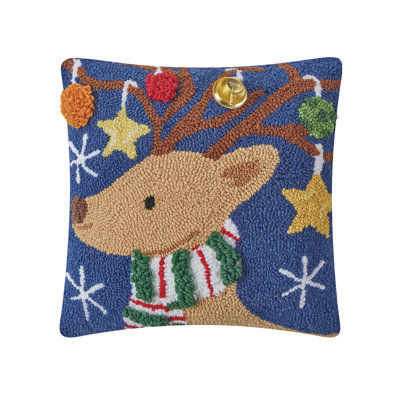3D Reindeer With Bell Ornament Hook Pillow