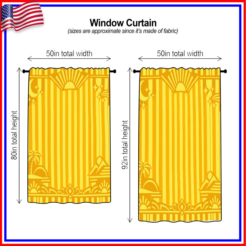 Rideaux de fenêtre à rayures jaunes Sun Moon Stripes, 50" x 92" - 1 Panel, Blockout
