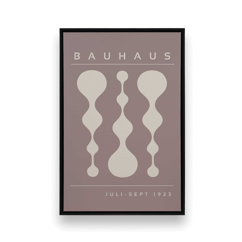 «Midnight Retro Bauhaus», reproduction sur toile encadrée, H 18,75 po x l 12,75 po, Taupe / beige, Cadre flottant noir satiné