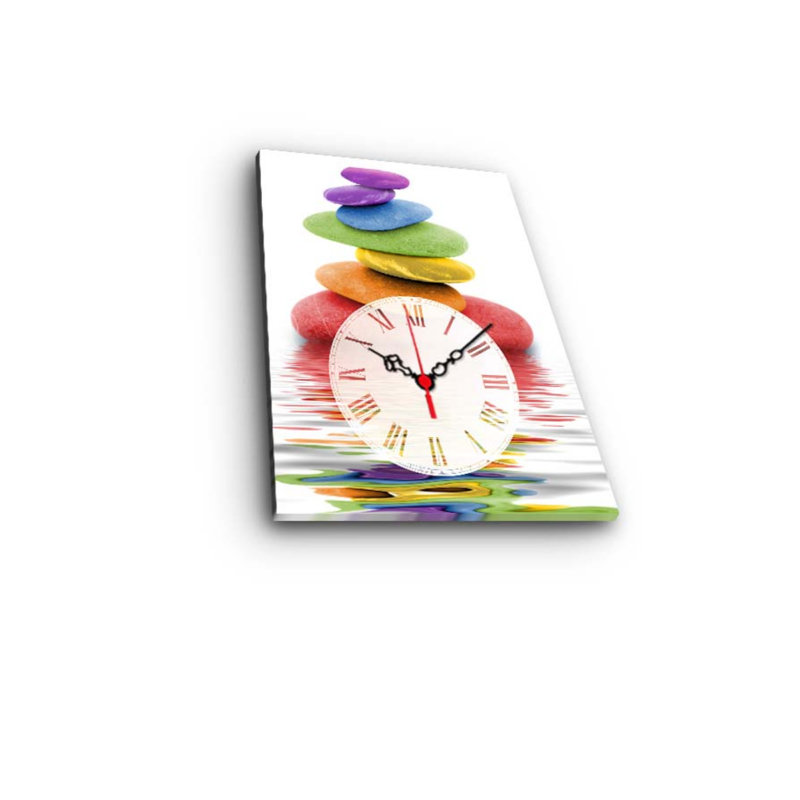 Horloge murale élégante en toile 11,0 po x 15,0 po | Toile 100% suède avec cadre 100% bois (épaisseur: 1,2 po) | Décoration intérieure élégante et pièce fonctionnelle, parfaite pour le salon et le bureau