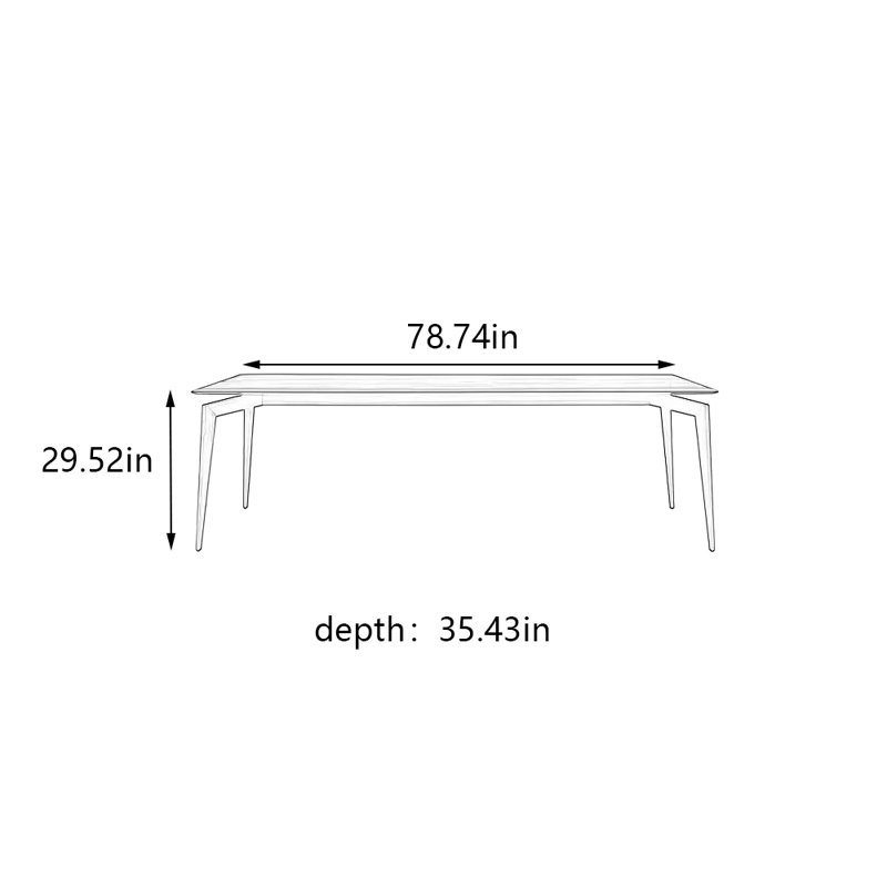 Table italienne luxueuse en bois massif italien. Table de salle à manger rectangulaire, H 29,52 po x L 78,74 po x l 35,43 po