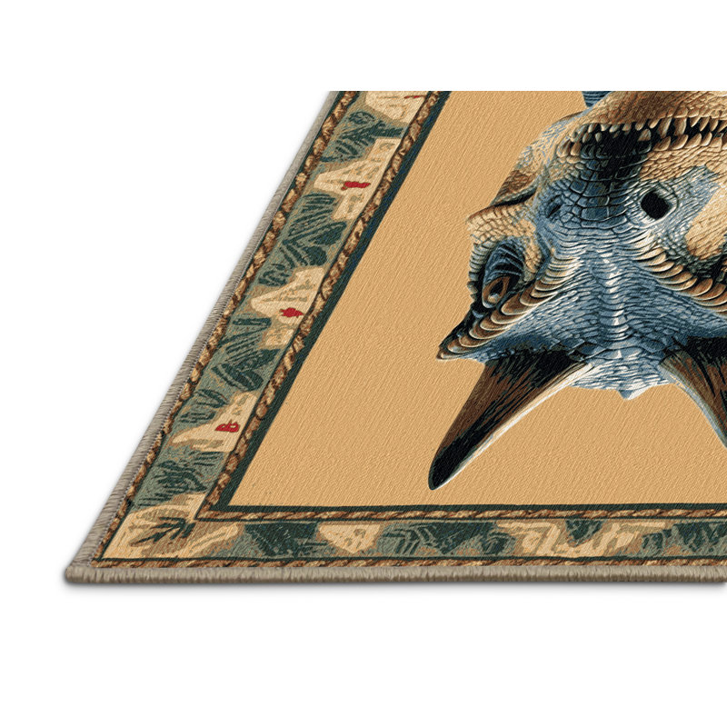 Tapis brun dinosaures lavable à la machine, Rectangle 2 pi x 3 pi
