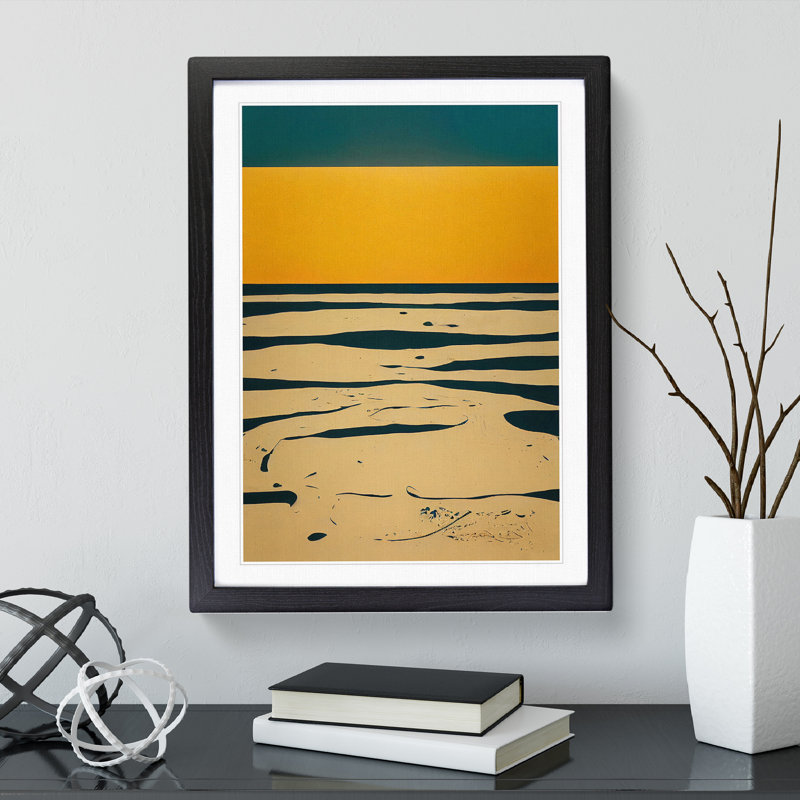 Beach Abstract No.3 - Single Picture Frame Print, 64cm H x 46cm W x 2cm D, Black Framed