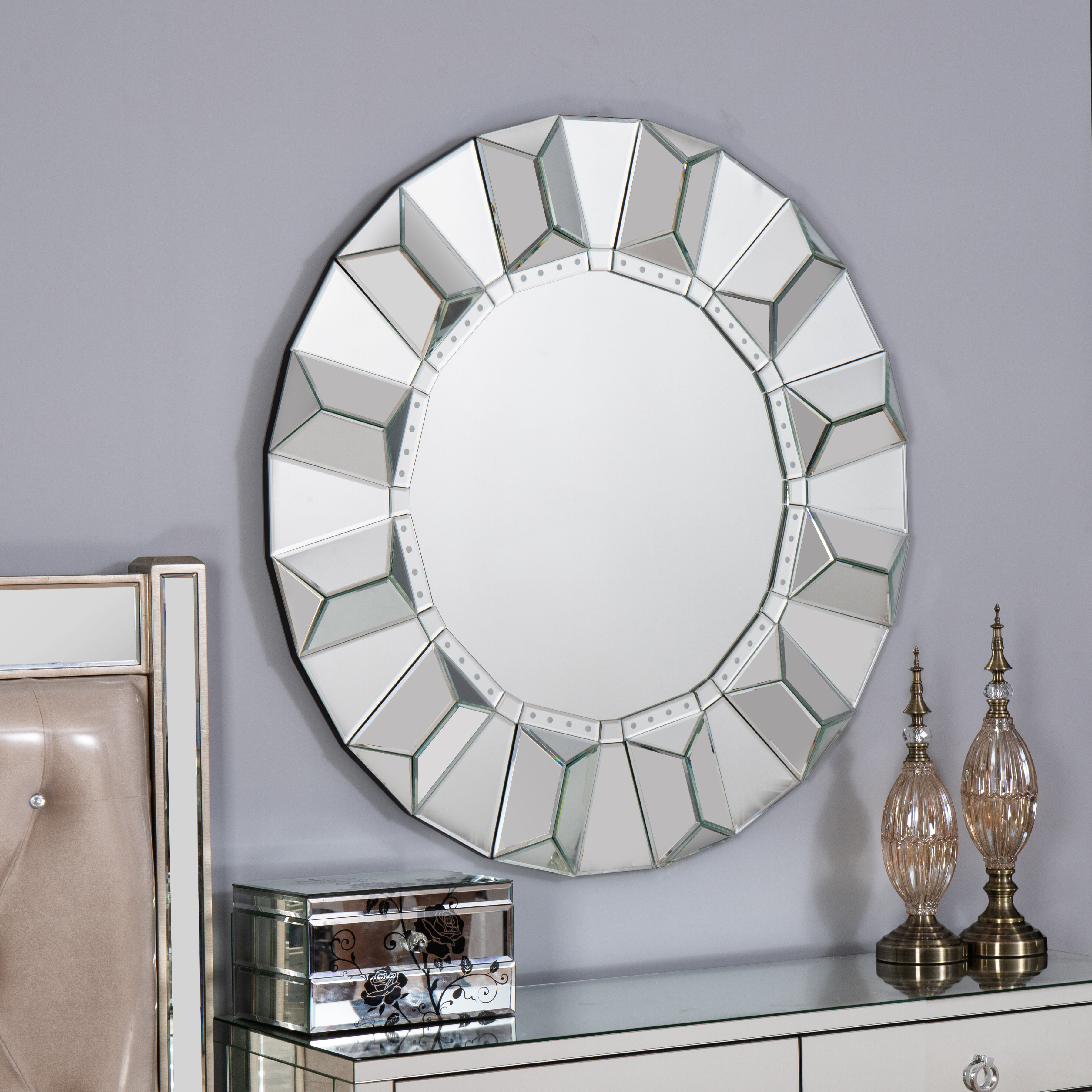 House of Hampton® Damarion Glam Beveled Wall Mirror | Wayfair