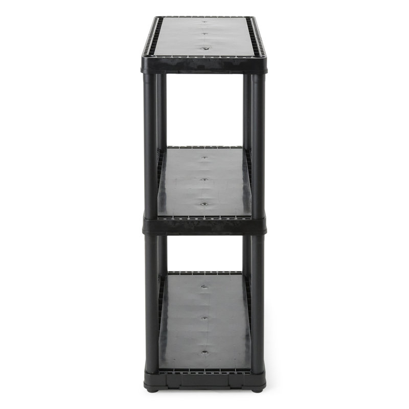 Black 24'' 3-Tier Plastic Storage Shelving Unit