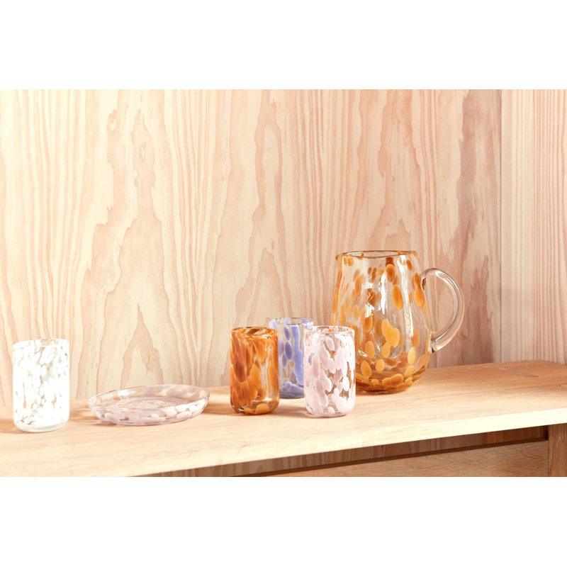 Jali Handmade Glass Salad/Dessert Plate, Rose/Clear