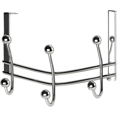 YBM HOME Silver Chrome Over the Door Hanger Hooks, 6 Stainless Steel Hooks for Hanging Clothing, Towels, Bags, Coats, Pack of 6, 2564-6