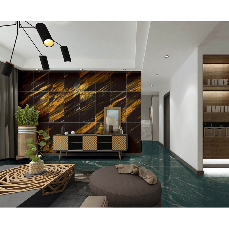 Panneaux muraux imitation marbre noir 23,6 po x 11,8 po Falkirk Moray (paquet de 10)