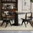 Black Round Solid Wood Dining table-523516947