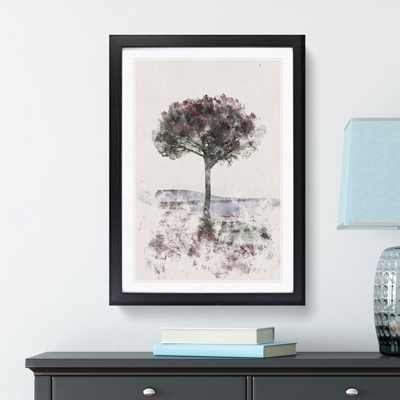 Tree in Tuscany Italy - Framed Print, 33cm H x 24cm W x 2cm D, Black Framed