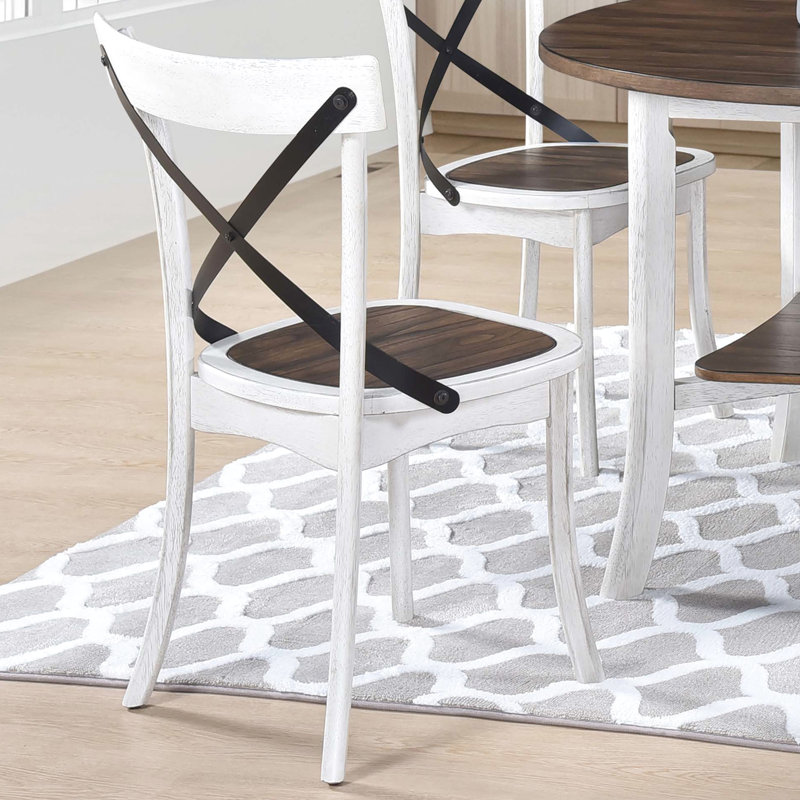 Dining Room Setup - Timeless Style With Antique Dark Oak And White Colors Round Up Stylish Chairs Curved Backrests, Table Extra Space