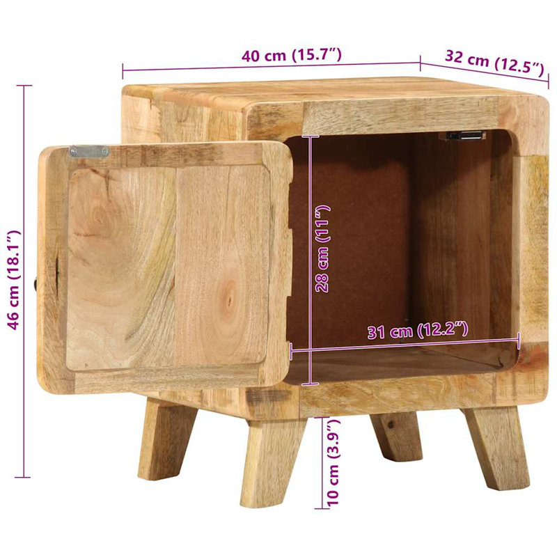 40cm W Solid Wood Bedside Table
