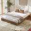 Base de lit en bois, lit plateforme en bois avec conception cannelée, base de lit avec support d'étude, assemblage facile sans sommier-578440791