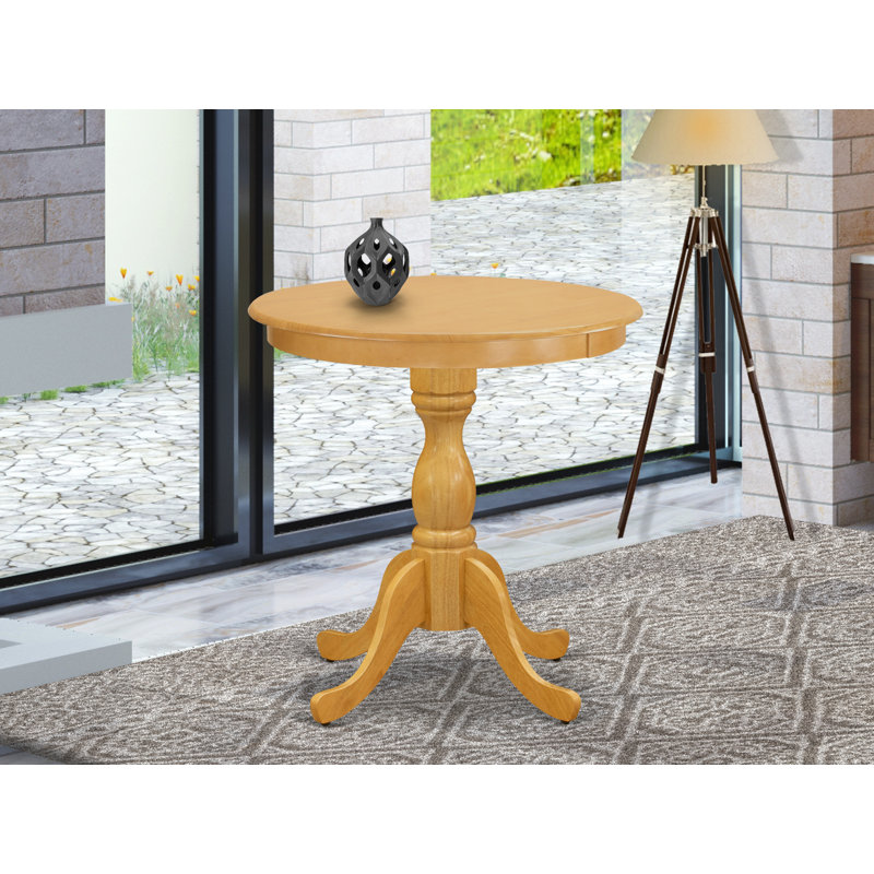 Table de salle à manger Eden Kitchen - plateau de table rond en bois avec base piédestal, chêne, Chêne