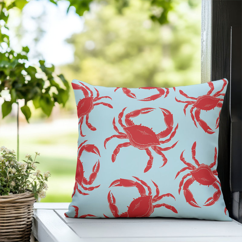 Coussin décoratif d'extérieur Crabby, Carré 18 po, Blue