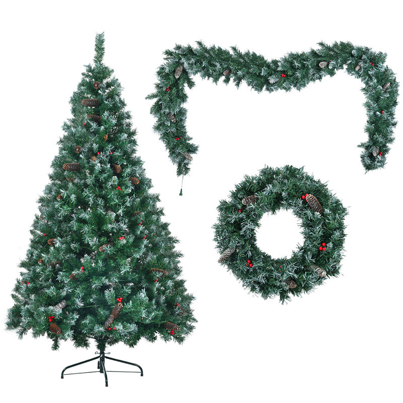 Arbre de Noël artificiel avec couronne et guirlande
