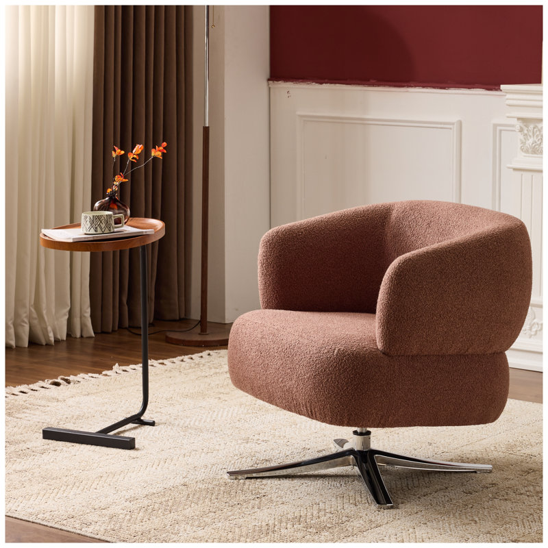 Fauteuil d'appoint pivotant moderne pour le salon et la chambre à coucher, rouge, Rouge, Chrome chrome