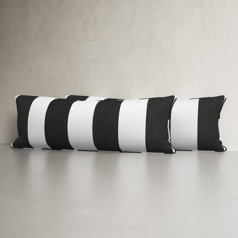 Housse de coussin d'extérieur rectangulaire Bridger, Cabana classique à rayures noires Sunbrella®, H 6 po x l 24 po