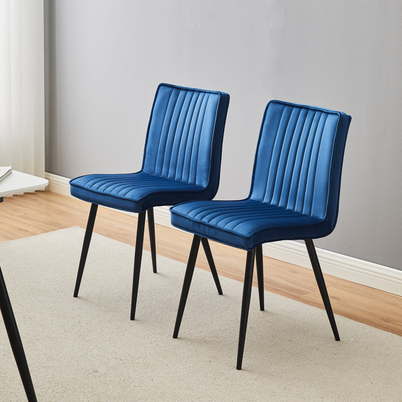 Tys 49cm H Fabric Upholstered Metal Side Chair, Blue