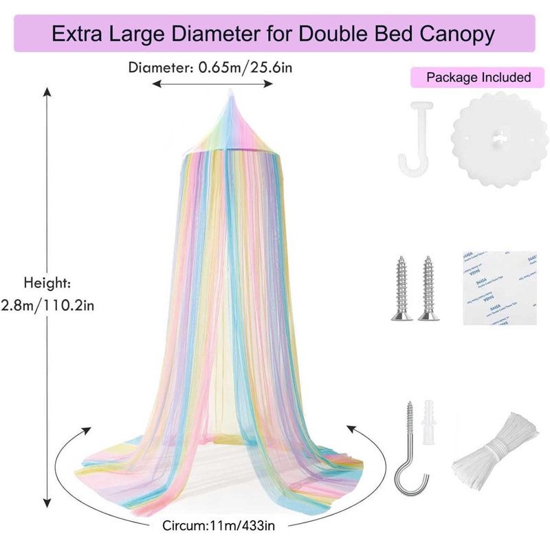 Adiyah Polyester Bed Canopy, Blue/Pink/Purple