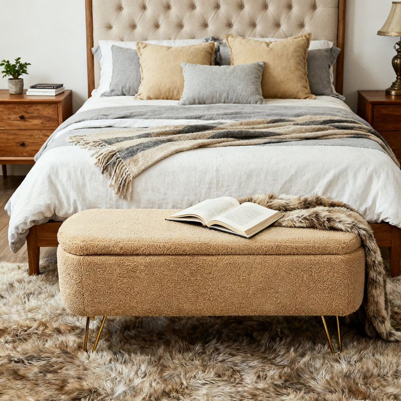 Banc de rangement avec repose-pieds Modern End, Brun