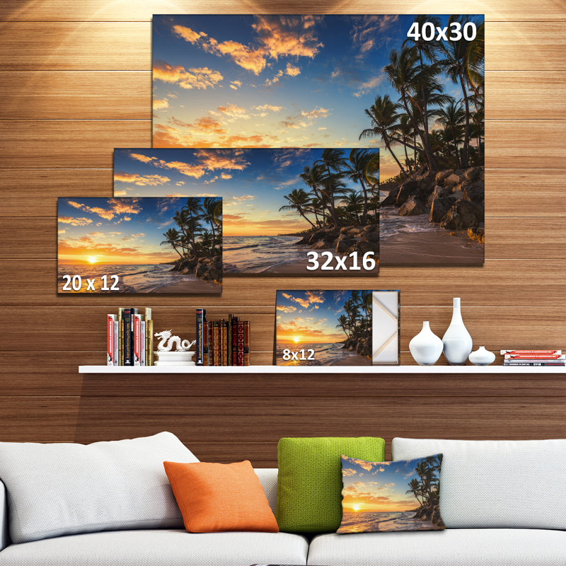 Paradise Tropical Island Beach with Palms by Valio84sl - Photograph Print, 28" H x 60" W x 1" D, Wrapped Canvas