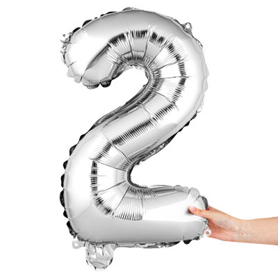 Restaurantware Balloon 1 Pack of Mylar Hanging Reusable Self-Sealing Balloons Party Decoration Number 2 Durable for Birthday, Wedding, Graduation