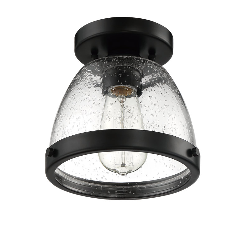 Lodie Glass Semi Flush Mount, 7" H x 7.5" W x 7.5" D, Black
